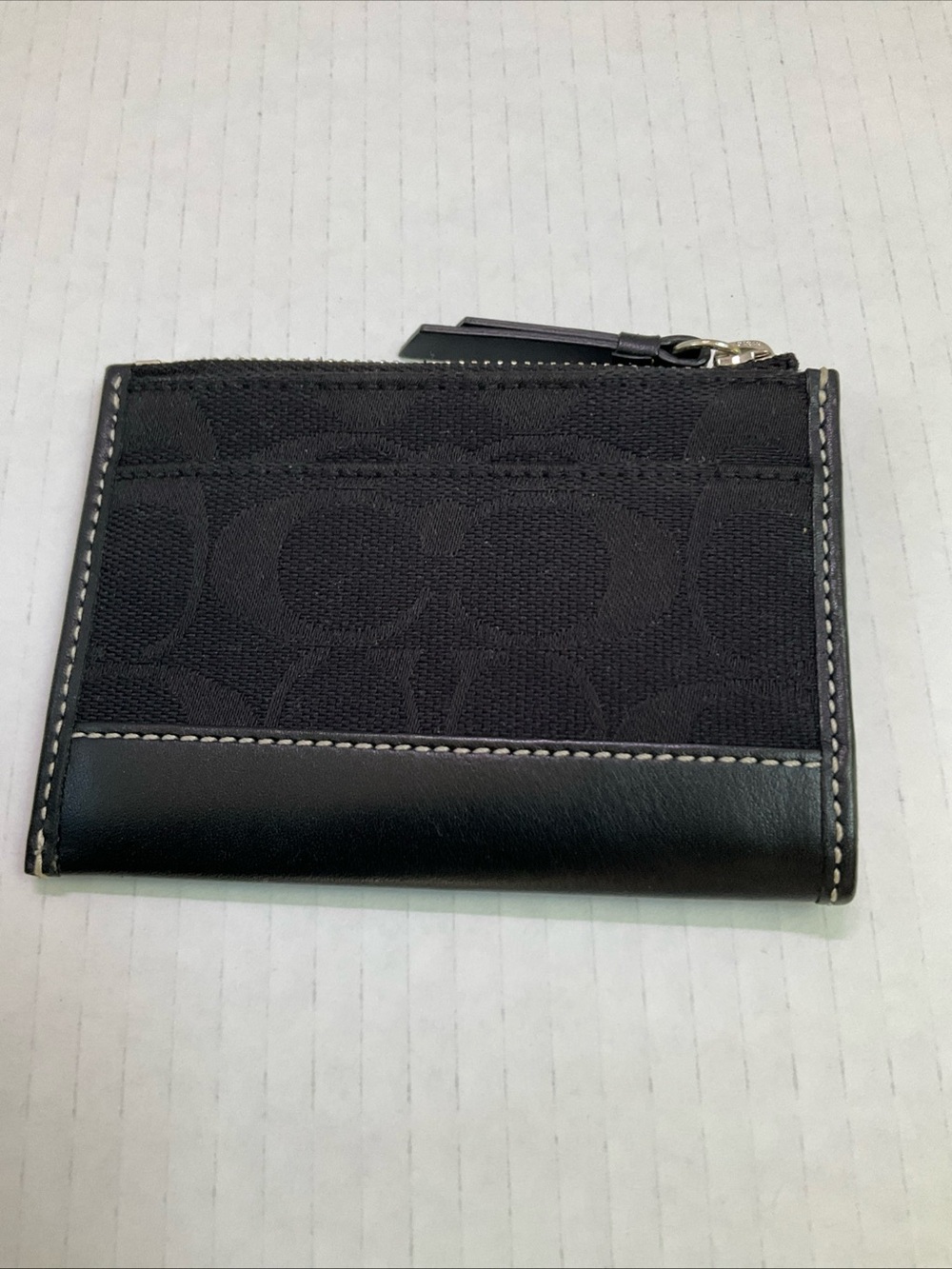 Coach Y2K Black Jacquard Signature Canvas Mini Skinny Keychain ID Wallet - Picture 4 of 7